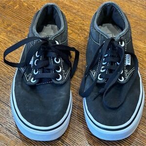 VANS off the Wall‎ Low Top Lace Up Canvas Shoes - Black w/ White Stitching - 7.5